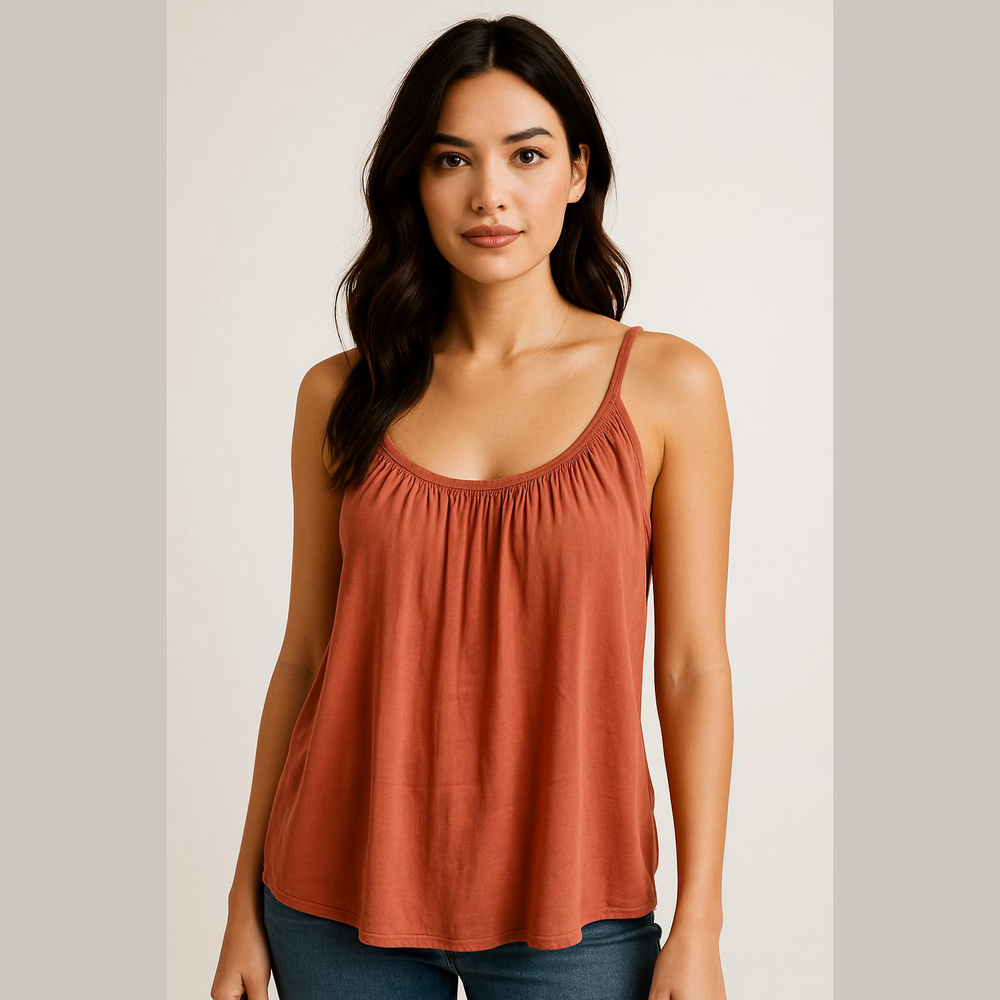 Allison Joy Evereve Womans Coral Loose Fit Lined Camisole Tank Top Size XL